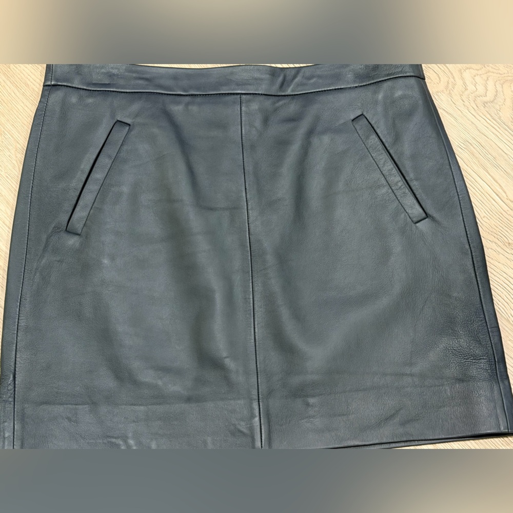 J.Crew 100% Leather Black Mini Skirt Pockets Size 10 - Picture 5 of 8